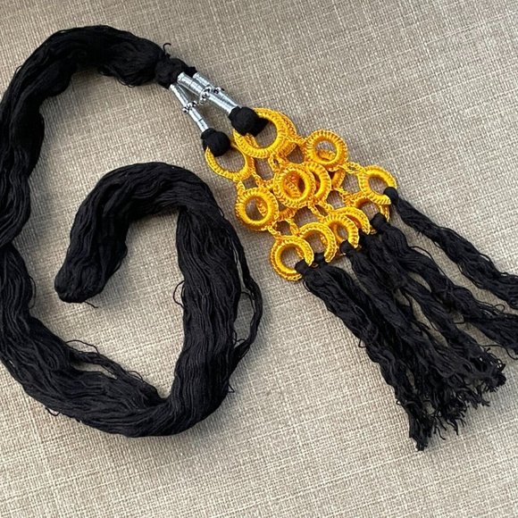Hair Pranda Black/Yellow Tone Cultural Hair Accessory Traditional Parandi - Picture 7 of 8